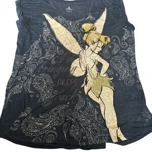 Disney Parks Burnout Tinkerbell T-Shirt Size XL deep teal green Short Sleeve Top